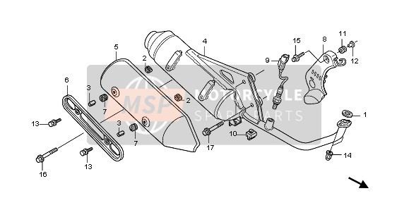 Honda PES150 2010 Silencieux d'échappement pour un 2010 Honda PES150